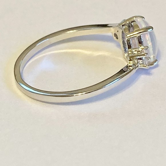 Opal Stone Ring Solitaire Silver Plated Simulated Oval Cut Size 9 10 11 - Picture 4 of 10